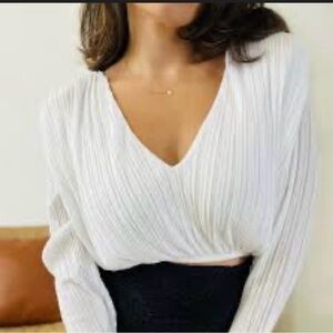 New Zara White V-Neck Women's Top size S